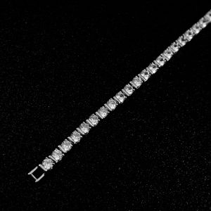 Tennis Bracelet setting with cubic zirconia stones rhodium plated