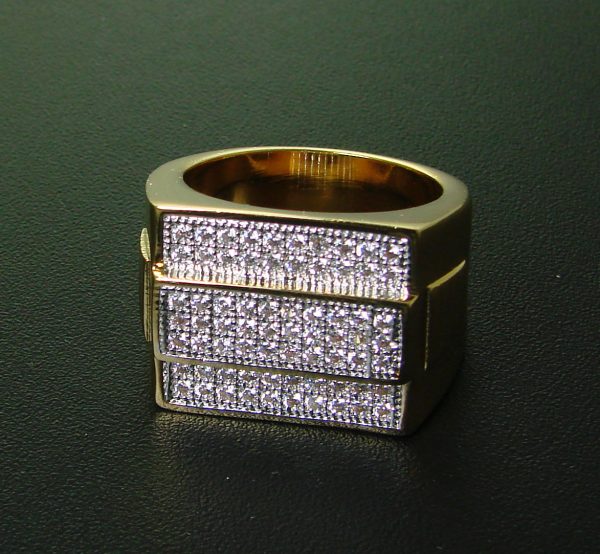 2 Tones Plated Men's Ring CZ stones